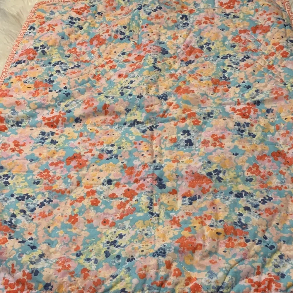 Waverly Coral Geometric and Floral Quilted Pillow Shams